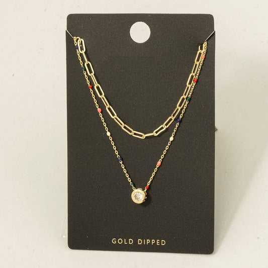 Gold Dipped Multi Pendant Layered Necklace