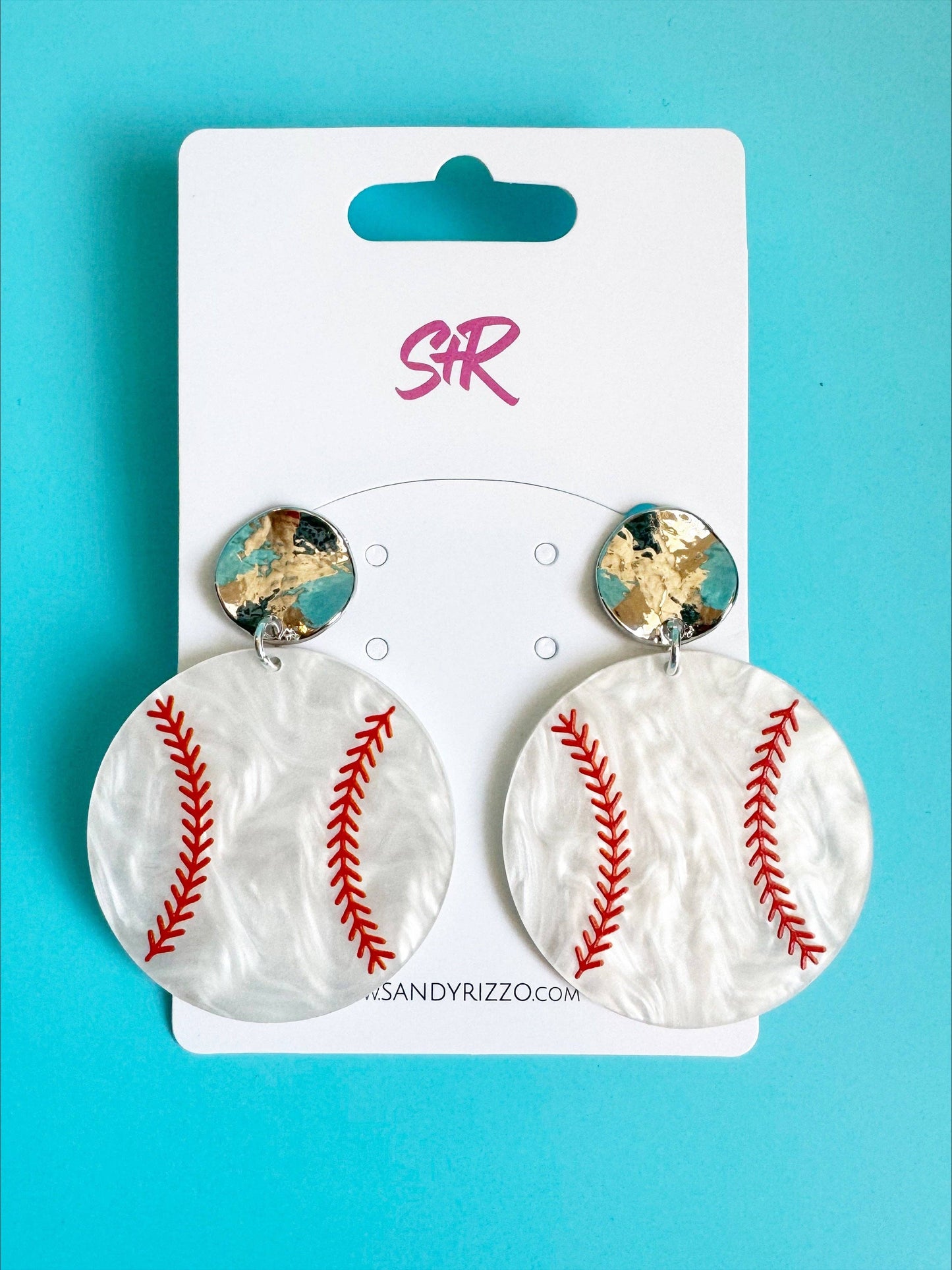 Jewelry | Earrings White Pearl Acrylic Baseball Dangle