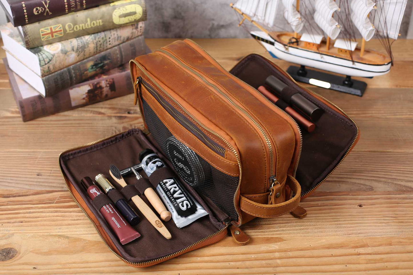 Groomsmen Gift Personalized Leather Toiletry Bag