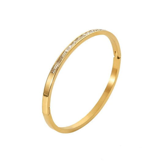 Jewelry | Bracelet CZ Zicron Solid Emerald Line Bangle