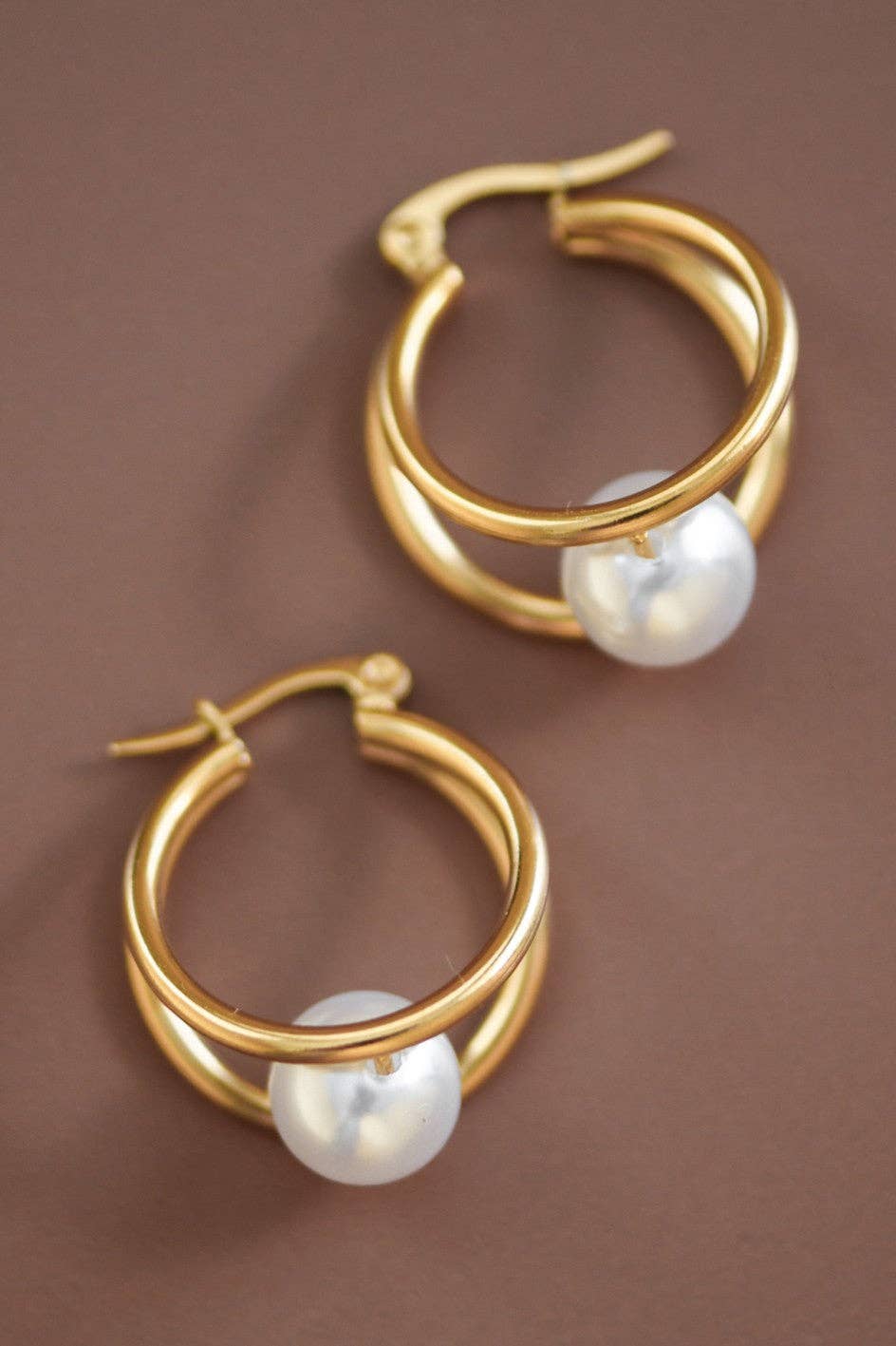 18K Gold Plated Pearl Drop Earrings
