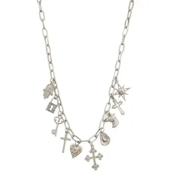Jewelry | Necklace Cross Heart Multi Charm