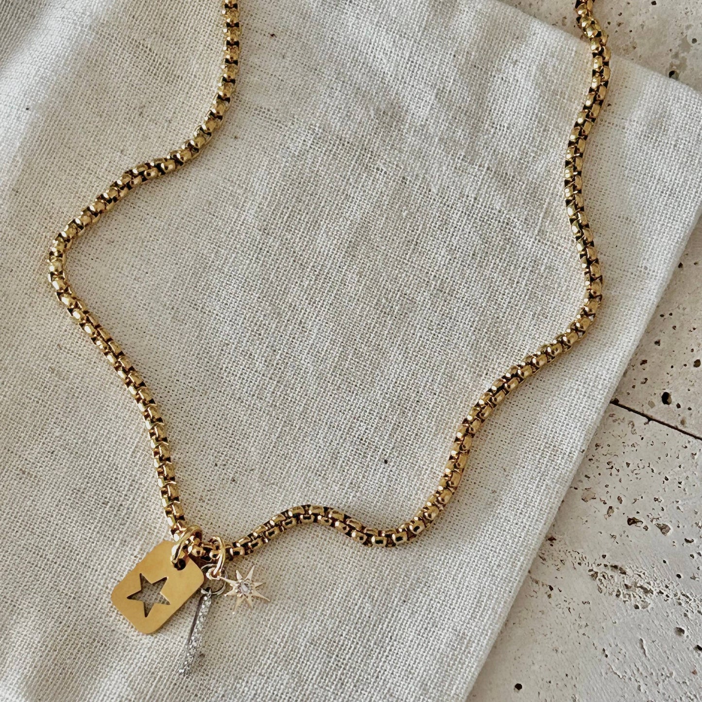 Necklace - Gold Plated Star Layering