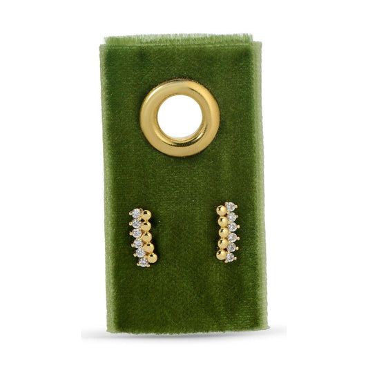 Earrings | Delicate Dots & Cz Studs On Velvet Gift Tag