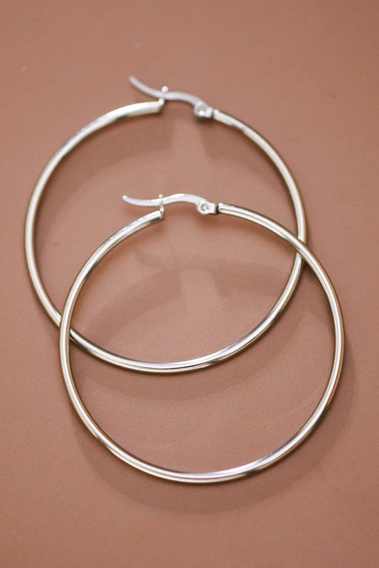 Earrings - Silver Tarnish-Resistant Hoop