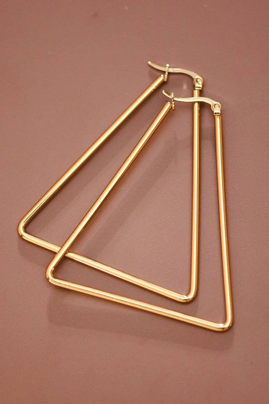 Earrings - 18K Triangle Gold Plated Hoop