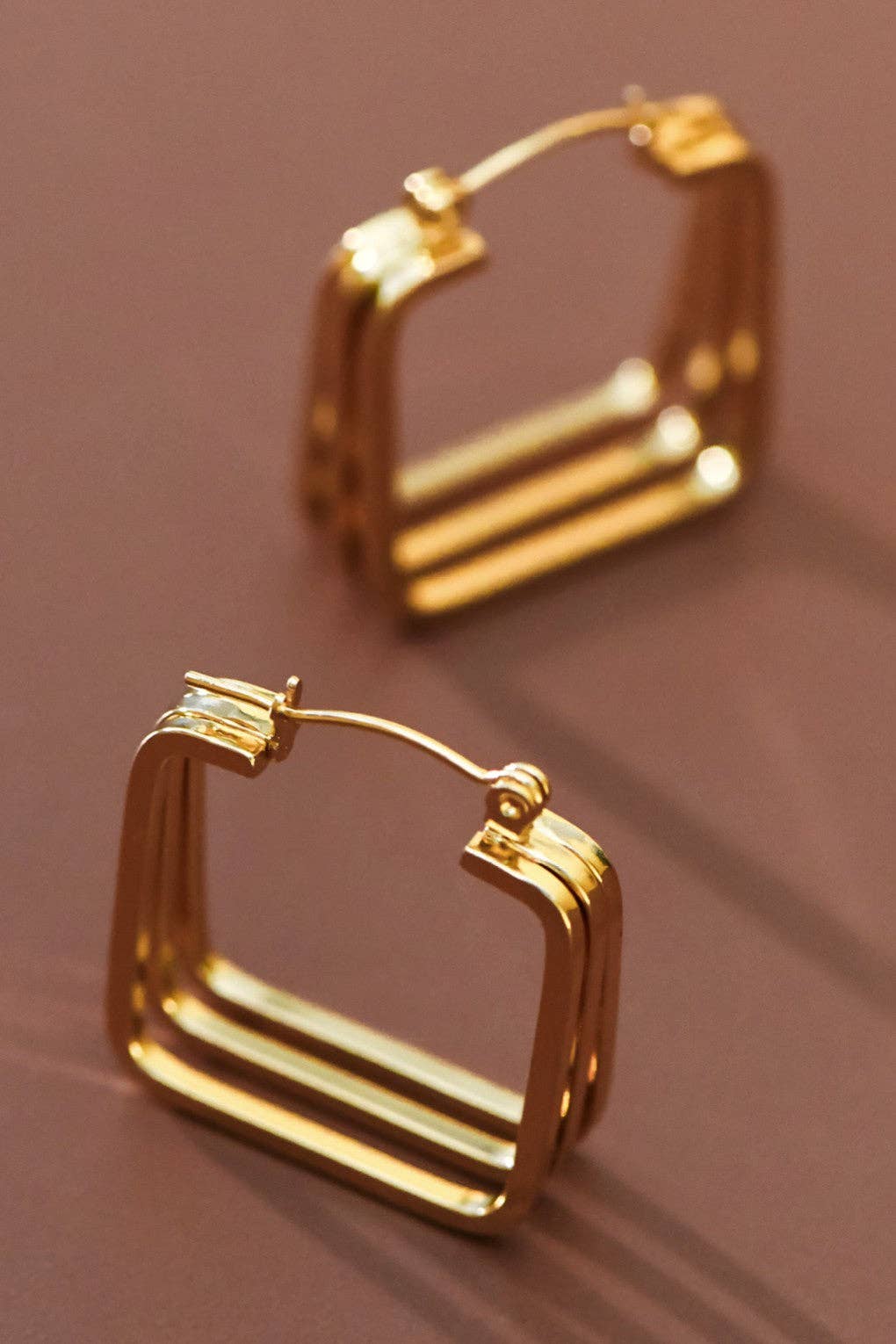 Earrings - Square Hoop Gold Plated