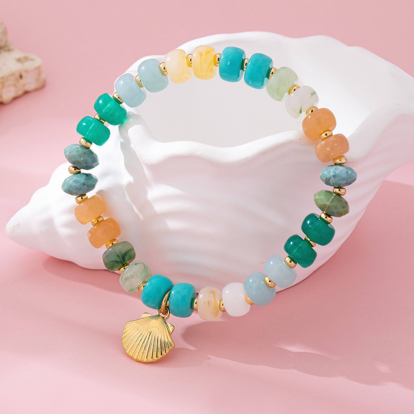 Bracelet - Earth Tone Beaded Shell