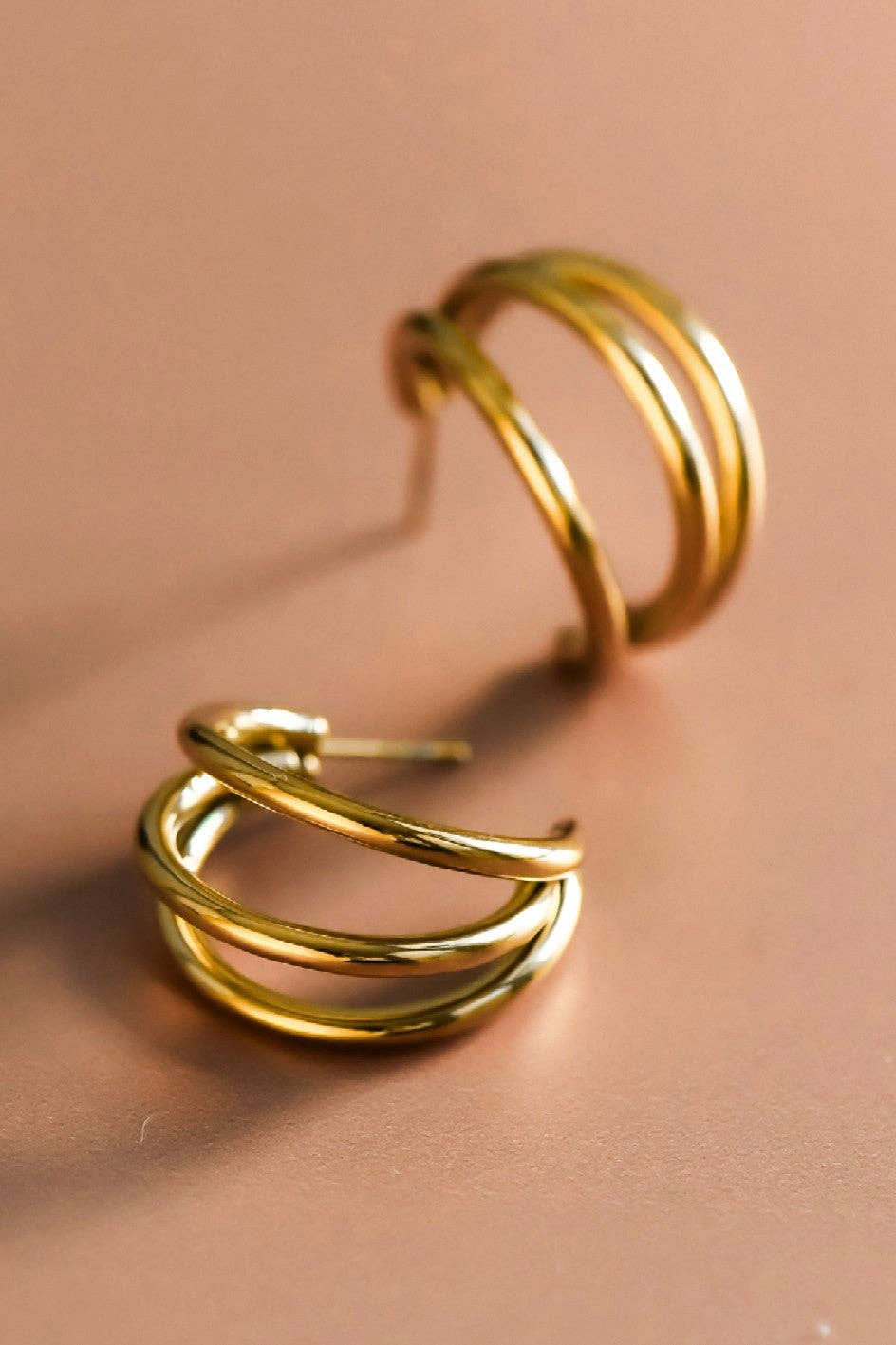 18K Gold Plated Waterproof Stainless Steel Hoop Earrings