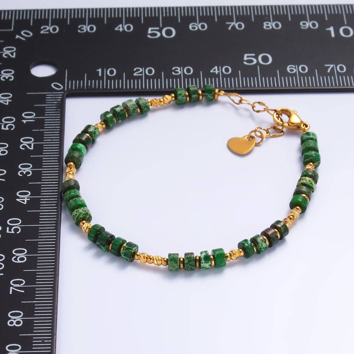 Jewelry | Bracelet Stainless Steel Malachite Natural Gemstone Bead 7 Inch
