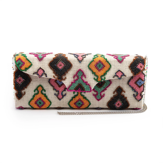 Handbags | Badami Clutch with Beaded Diamonds in Multiple Colors