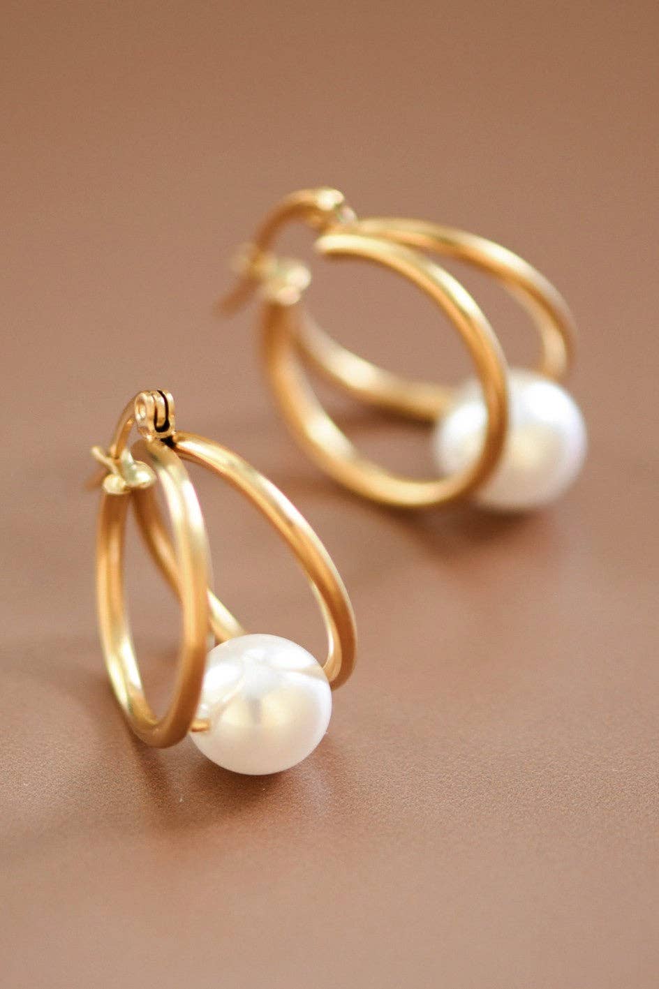 18K Gold Plated Pearl Drop Earrings