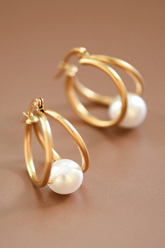 18K Gold Plated Pearl Drop Earrings