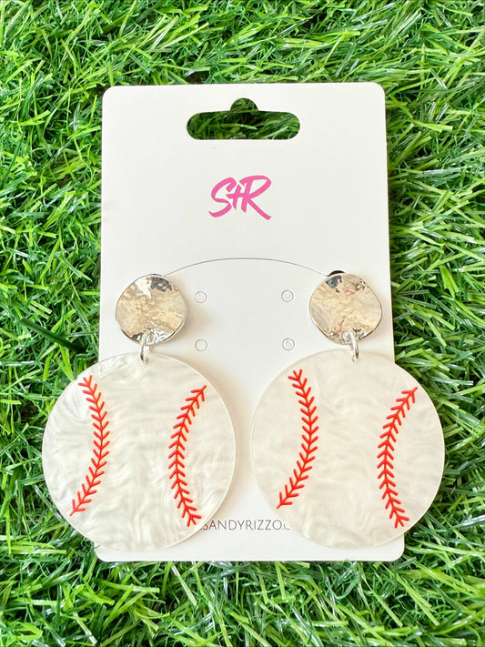 Jewelry | Earrings White Pearl Acrylic Baseball Dangle