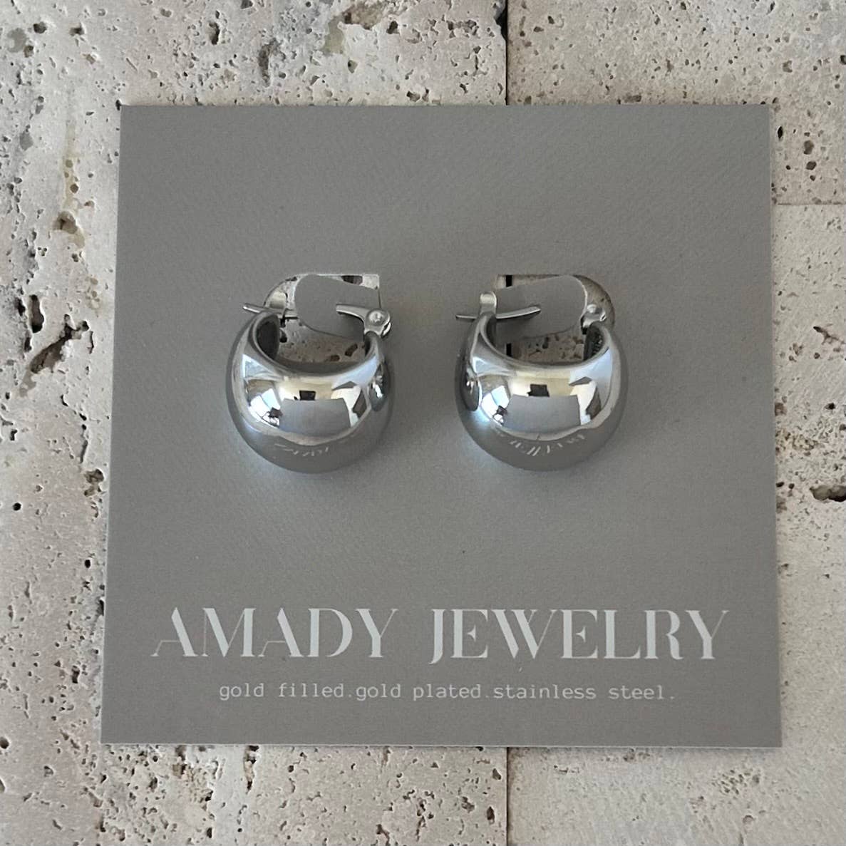 Earrings - Silver Rhodium Chunky Hoop