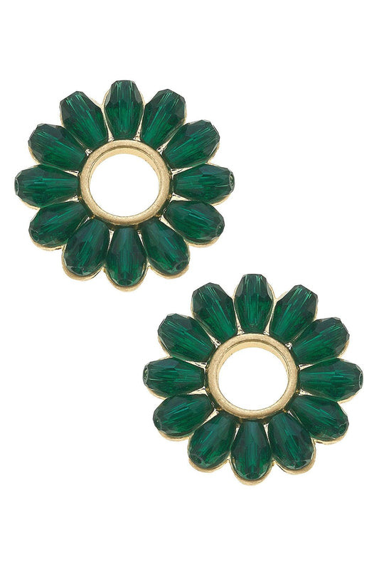 Jewelry | Earrings Faye Delicate Emerald Glass Flower Stud