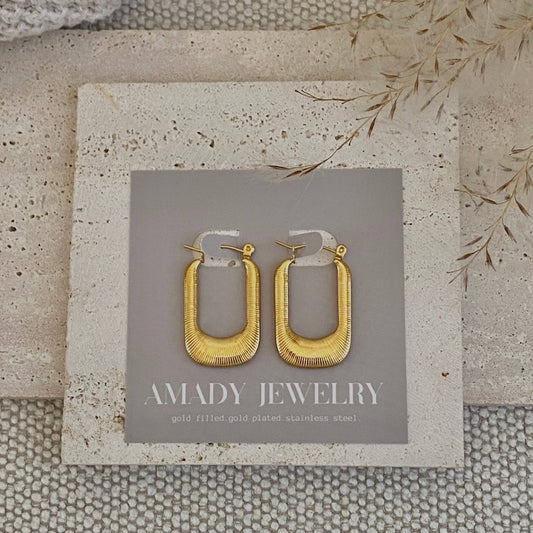 Earrings - Textured Long Hoop