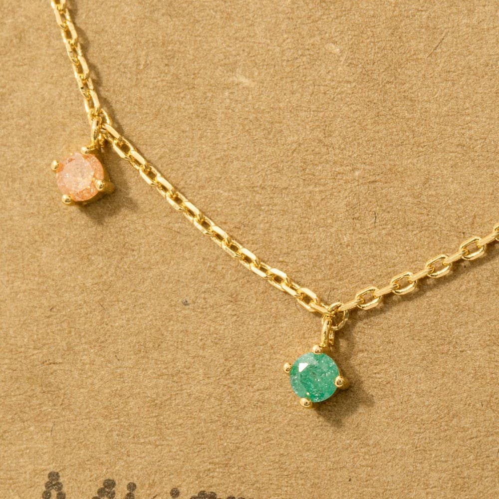 Crystal Stud Drop Necklace