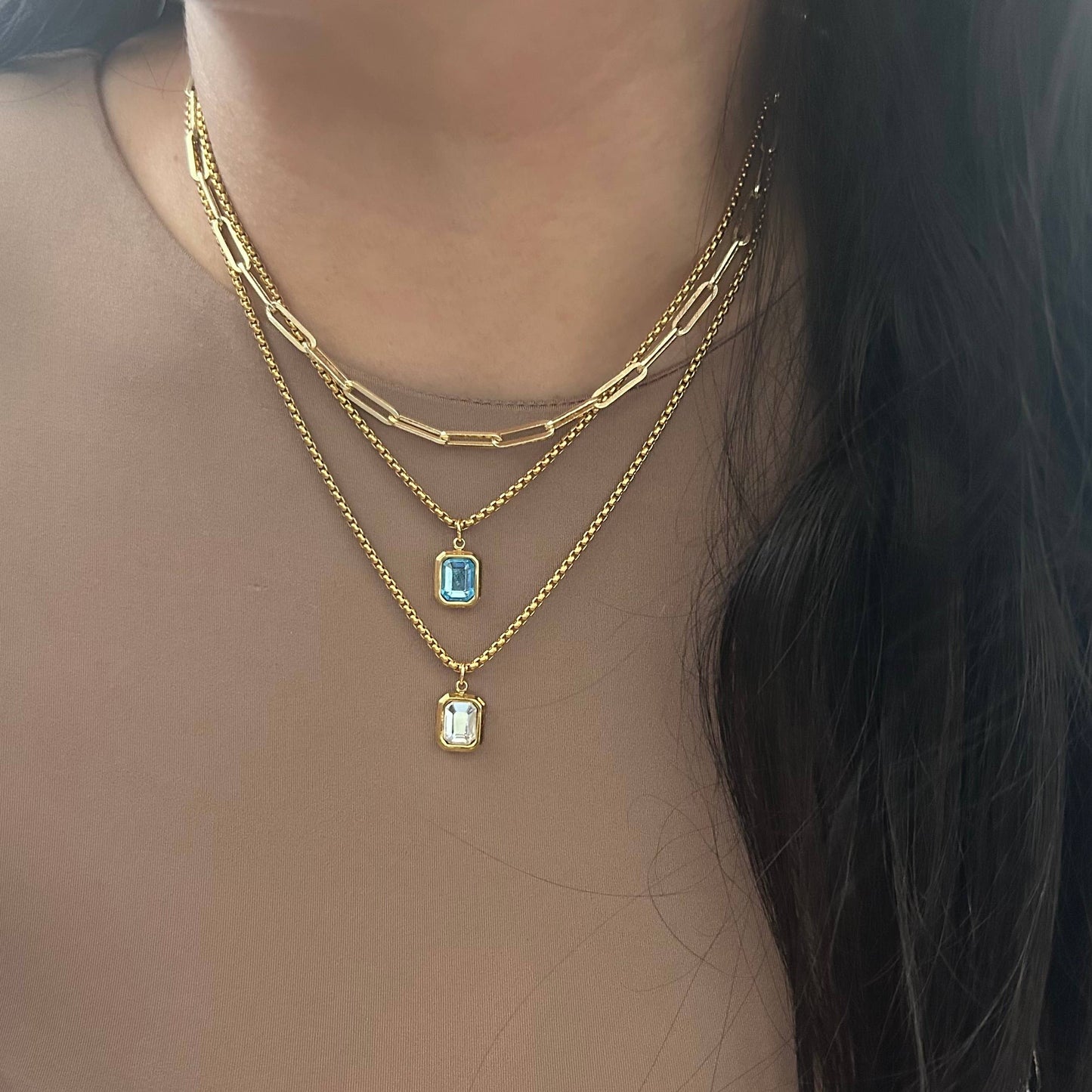 Necklace - Clear Glass Pendant Layering