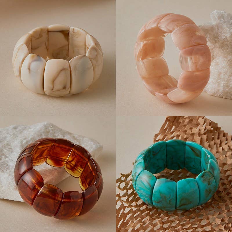 Color-Block Acrylic Stretch Bracelet