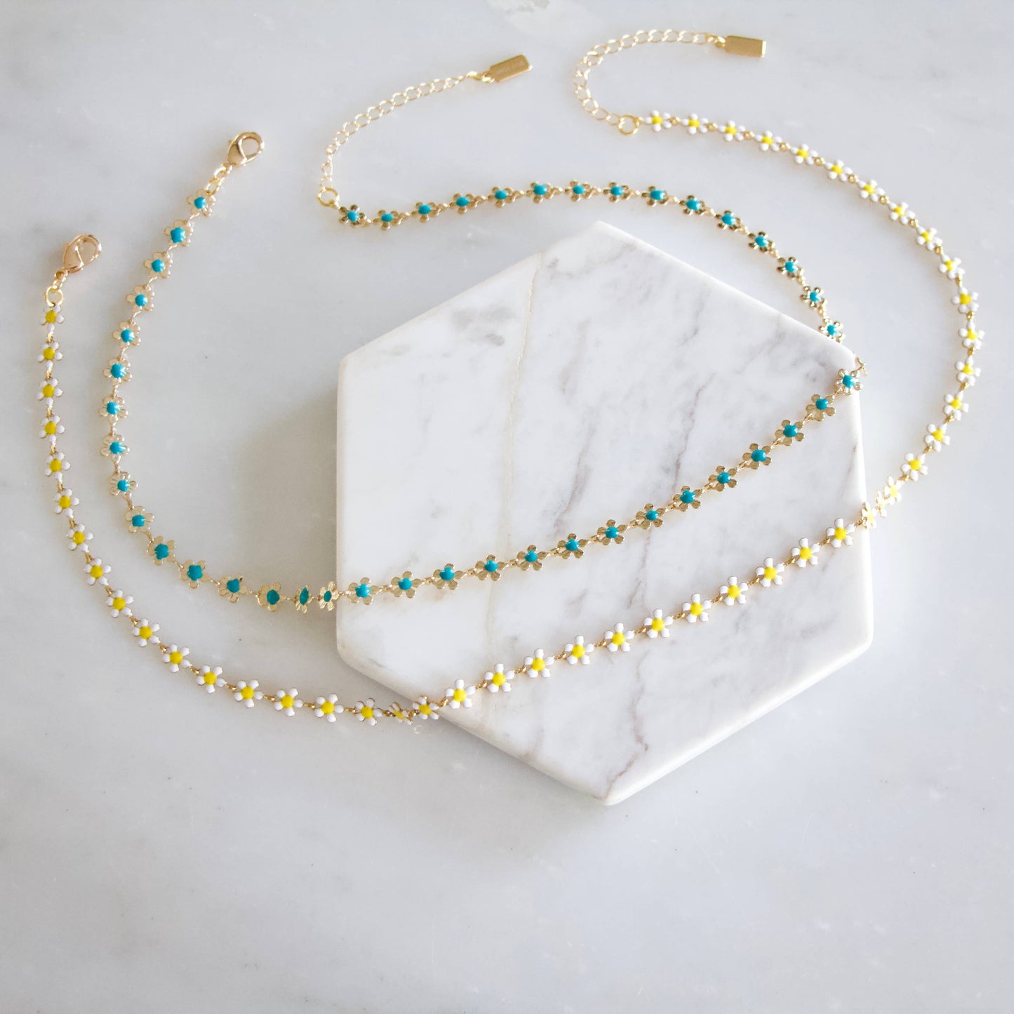 Jewelry | Necklace Enamel Flower Blue