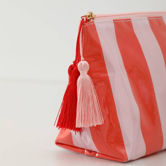 Pink/Red Stripe Cosmetic Bag