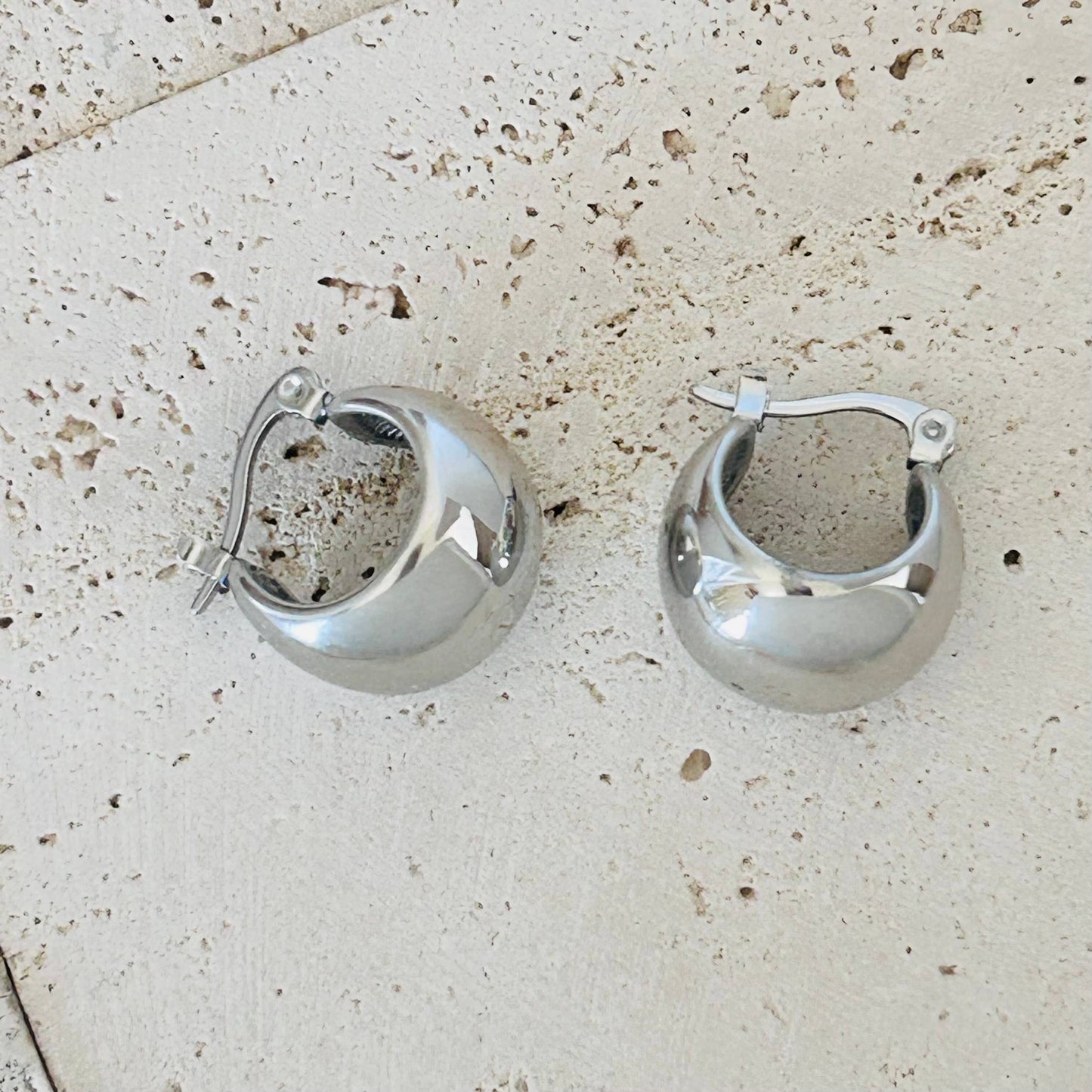 Earrings - Silver Rhodium Chunky Hoop
