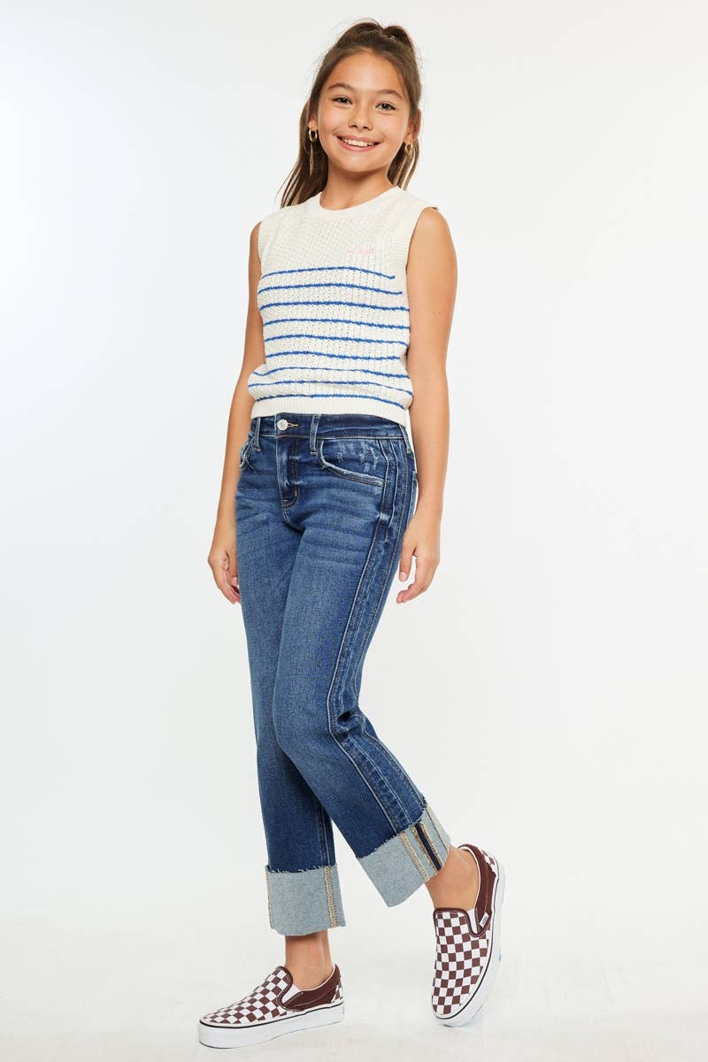 Girls | KanCan Jeans Youth Mid Rise Crop Striaght