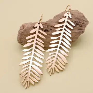 Jewelry | Earrings Gold Long Leaf Earrings