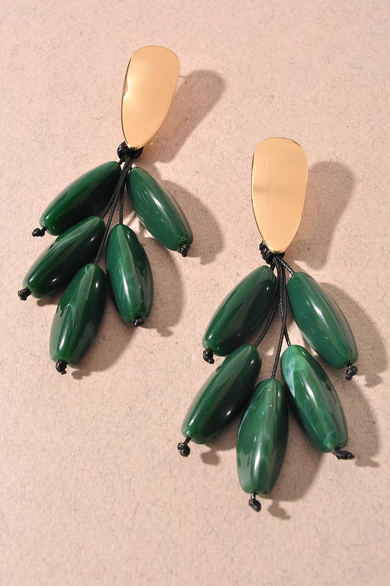 Dangle Earrings - Resin Olive Bead Cluster