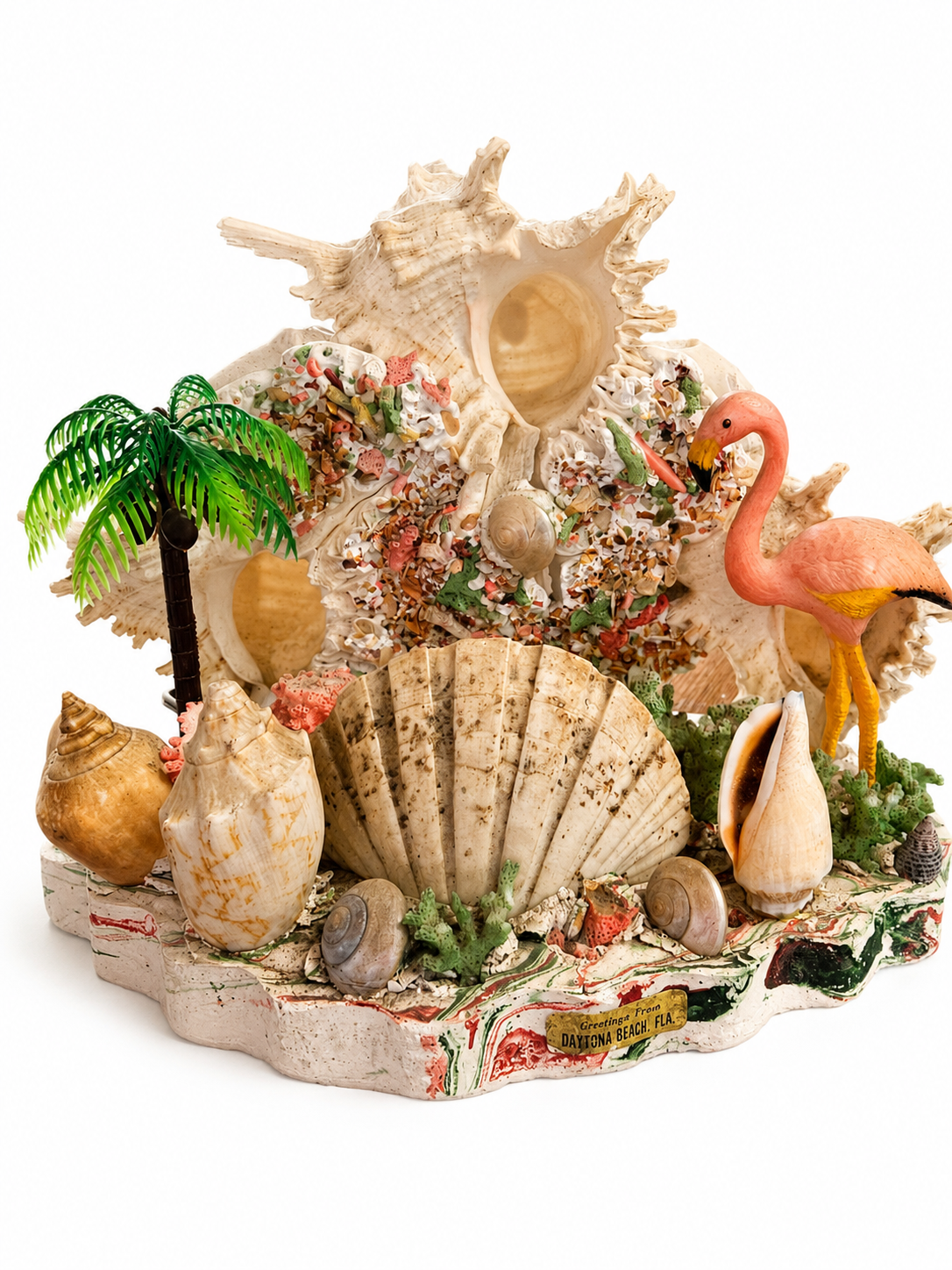 Lamp - Vintage Coastal Seashell Flamingo
