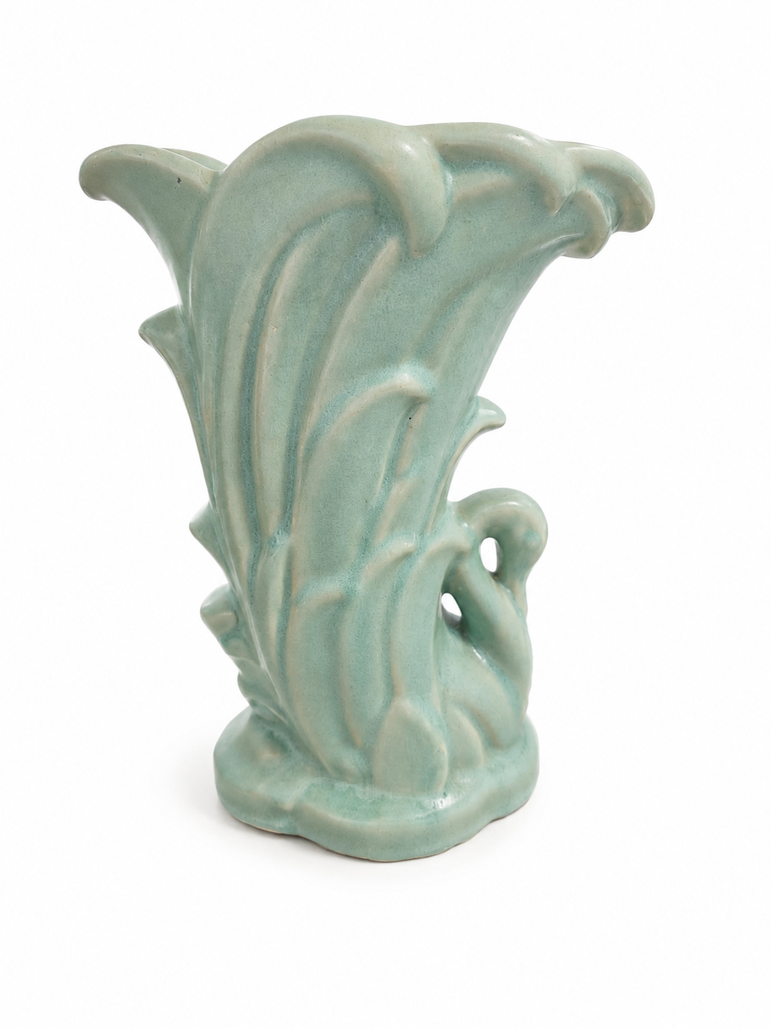Vase - Vintage Mint Green Ceramic Lilly