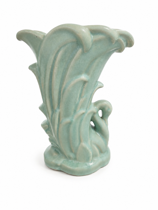Vase - Vintage Mint Green Ceramic Lilly