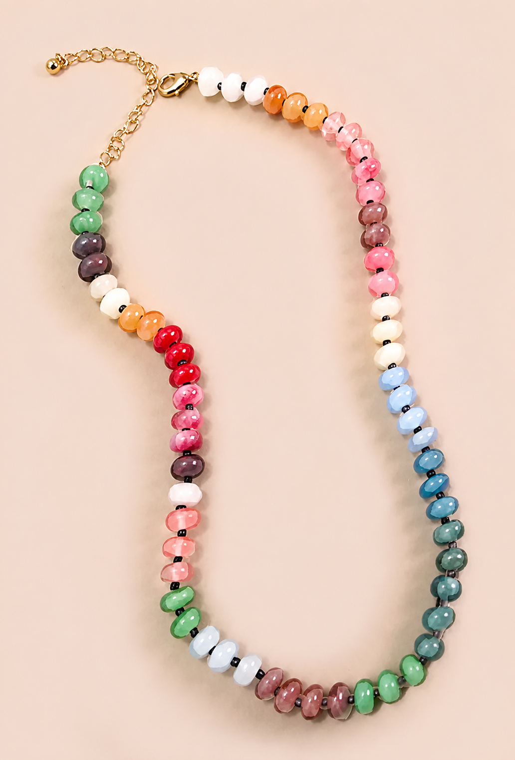 Necklace - Rainbow Natural Glass Beaded