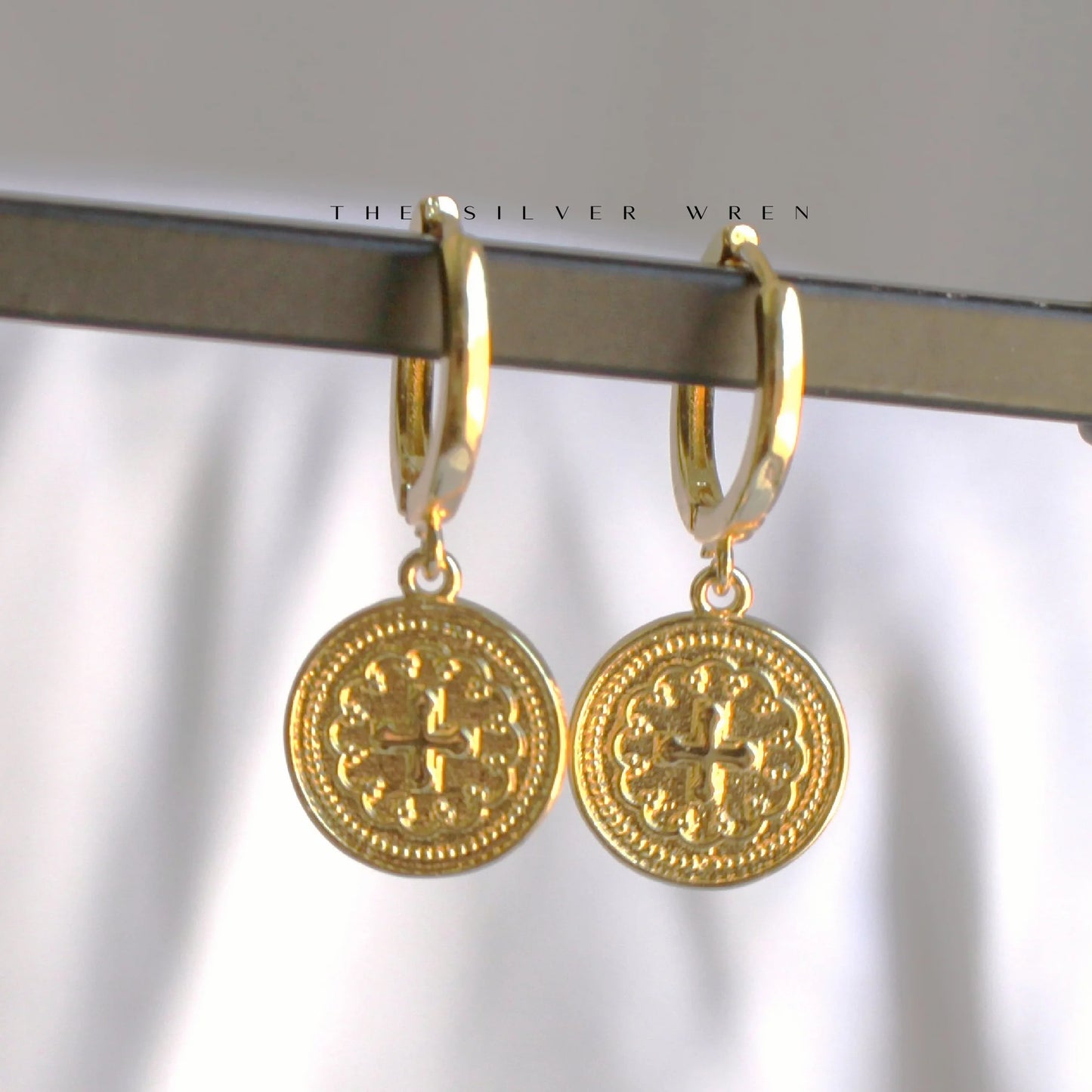 Gold Coin Huggie Hoop