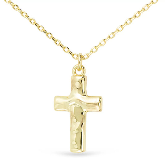 Gold Hammered Cross Necklace