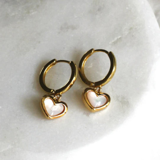 Gold Heart Huggie Hoop Earrings