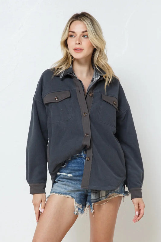 Jacket | Fleece Mix Shirt Charcoal