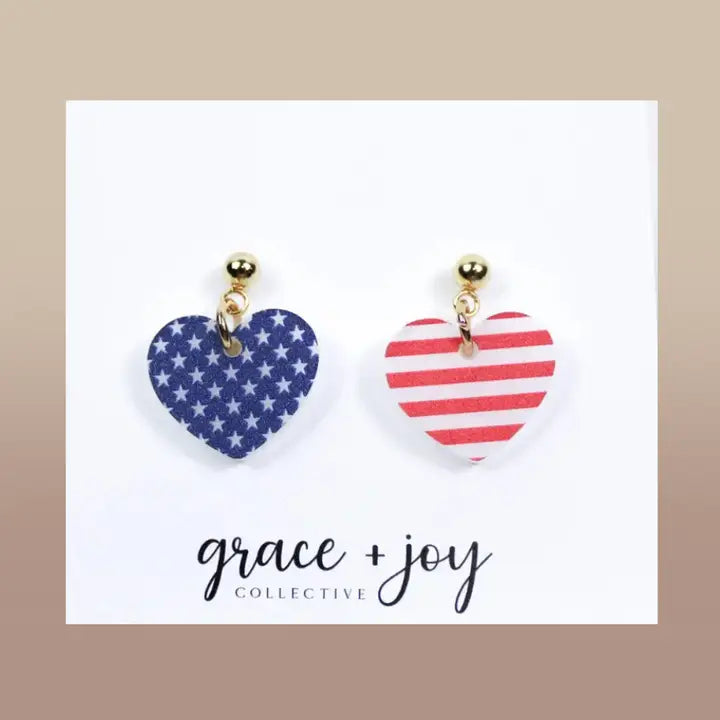 Earrings - Patriotic Hearts