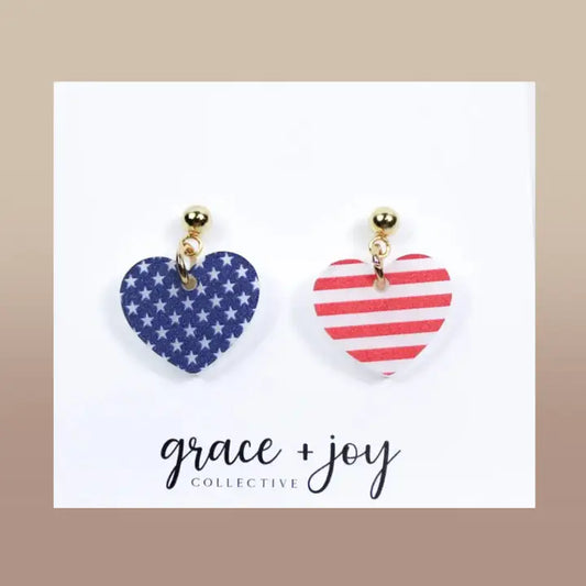 Earrings - Patriotic Hearts