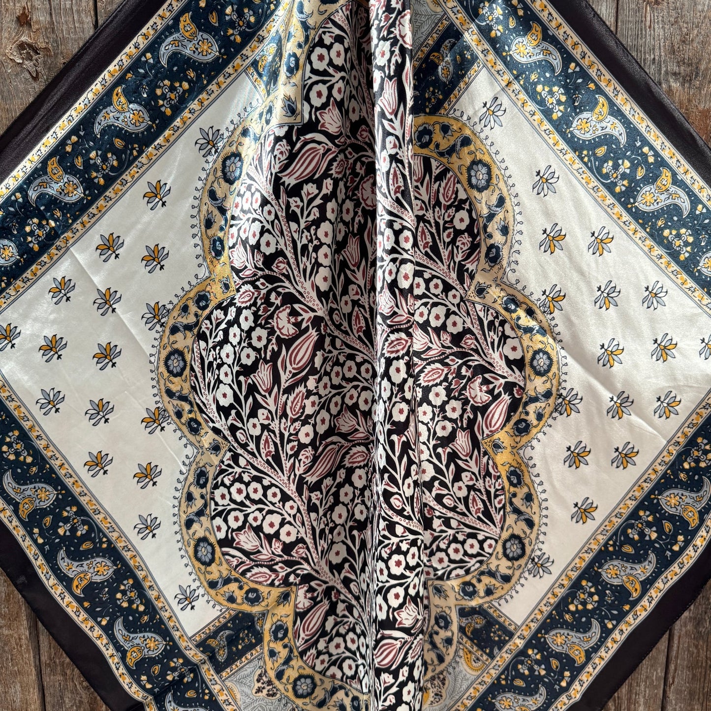 Scarf - Black, Blue & Gold Floral