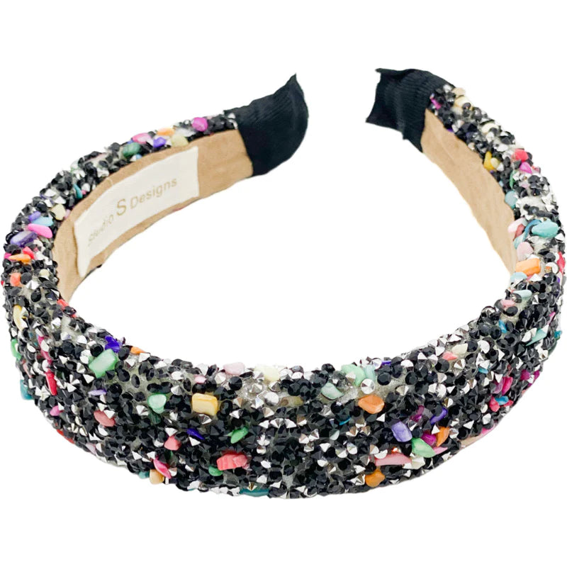 Black with Multicolored Pieces Headband