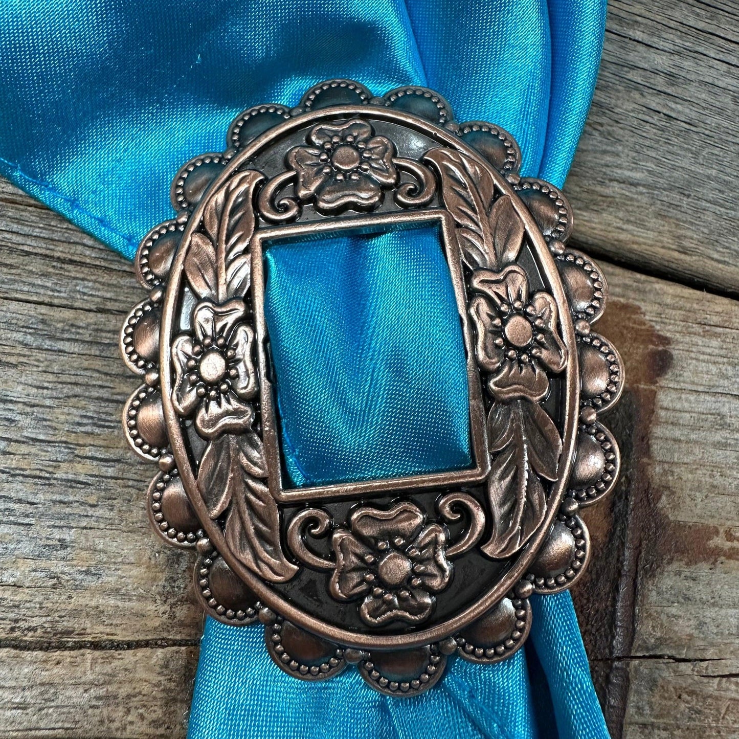 Scarf Slide - Copper Flower Etchings
