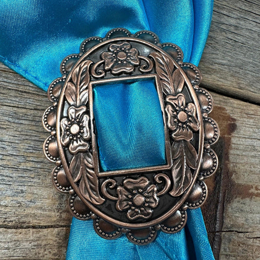 Scarf Slide - Copper Flower Etchings
