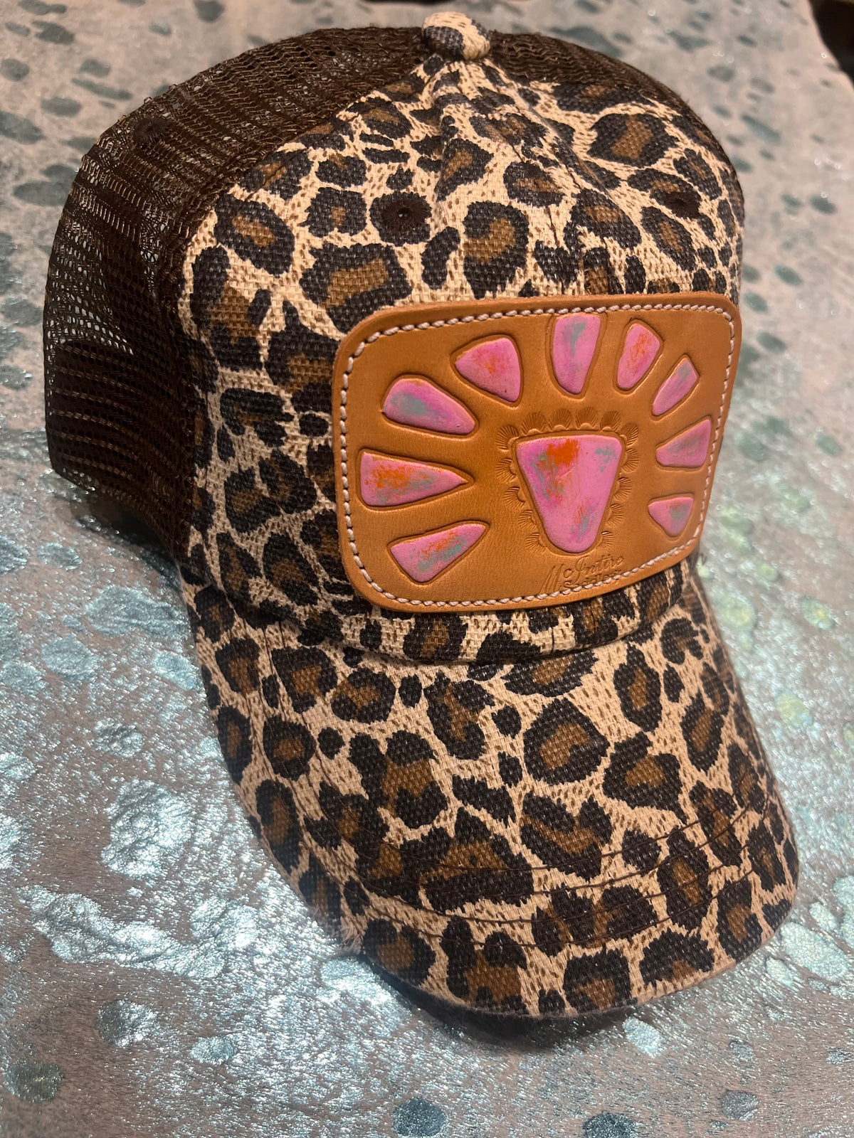 McIntire Saddlery Leopard Unstructured Pink squash Cap