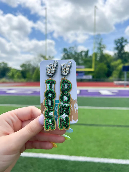 Jewelry | Earrings Green/White Touch Down Drops Beaded