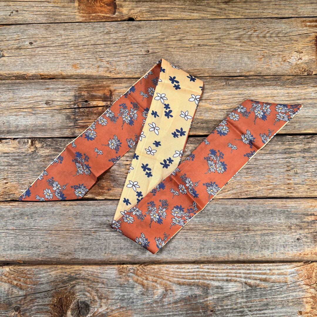 Scarf - Mini Brown & Tan Floral