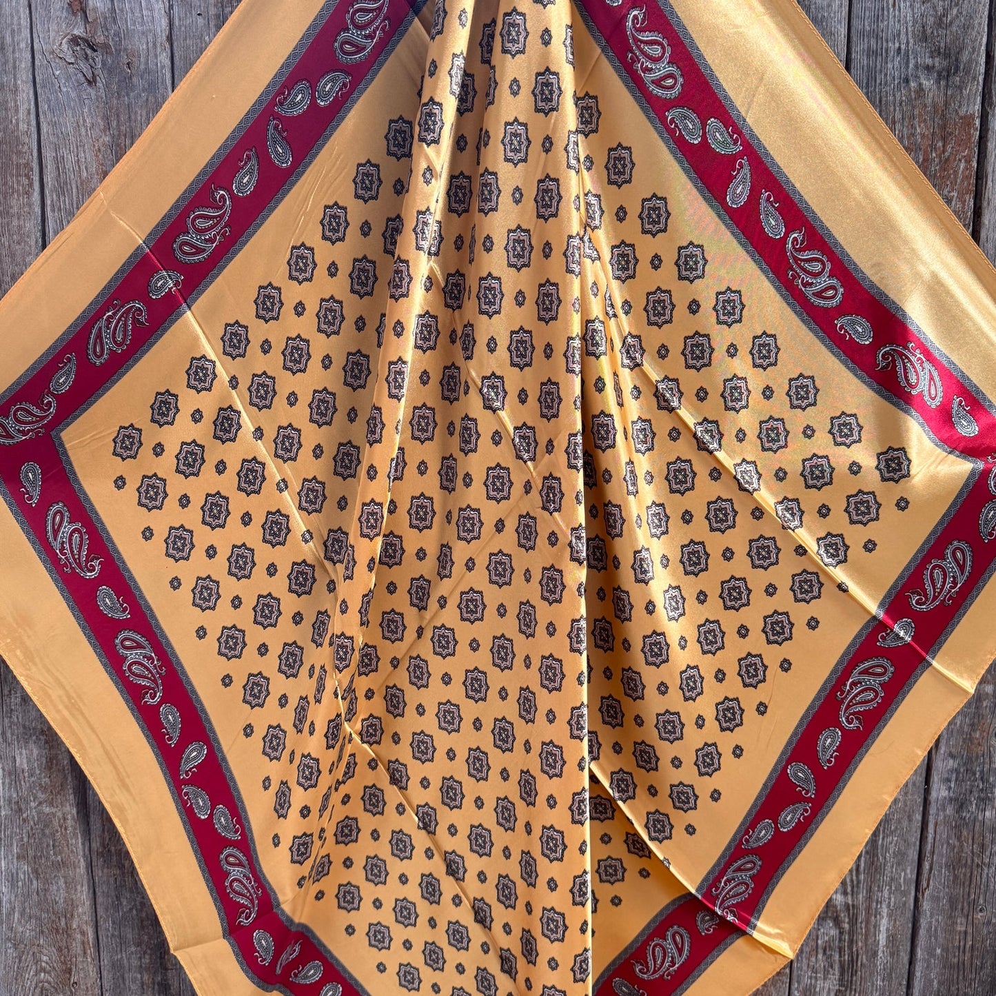 Scarf - Gold & Red Patterned