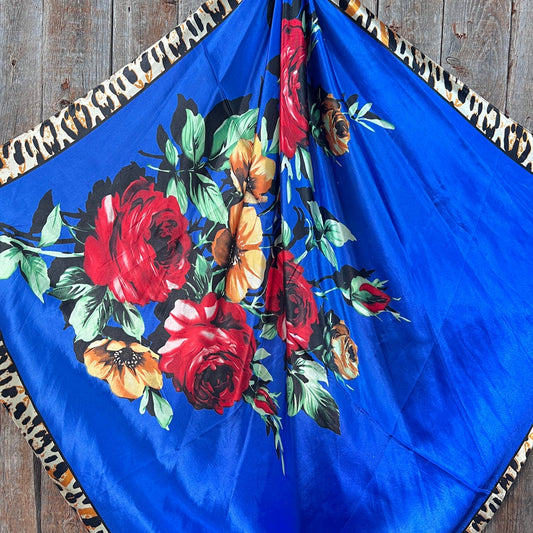 Scarf - Royal Blue Leopard