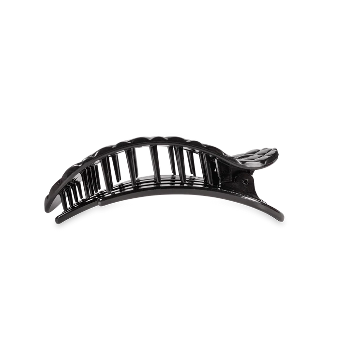 Teleties | Flat Round Medium Jet Black Quilted Hair Clip